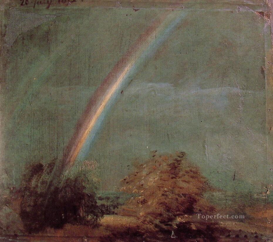 二重の虹のある風景 ロマンチックなジョン・コンスタブル油絵
